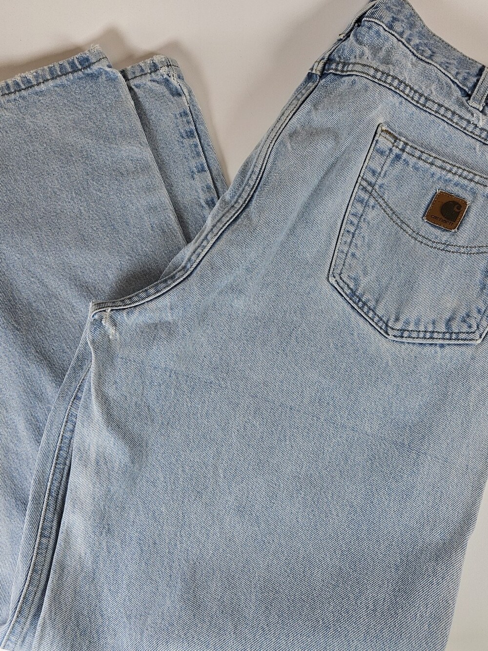 Carhartt B160 DST Jeans 40x34 Light Wash Straight Fit Durable Workwear Denim